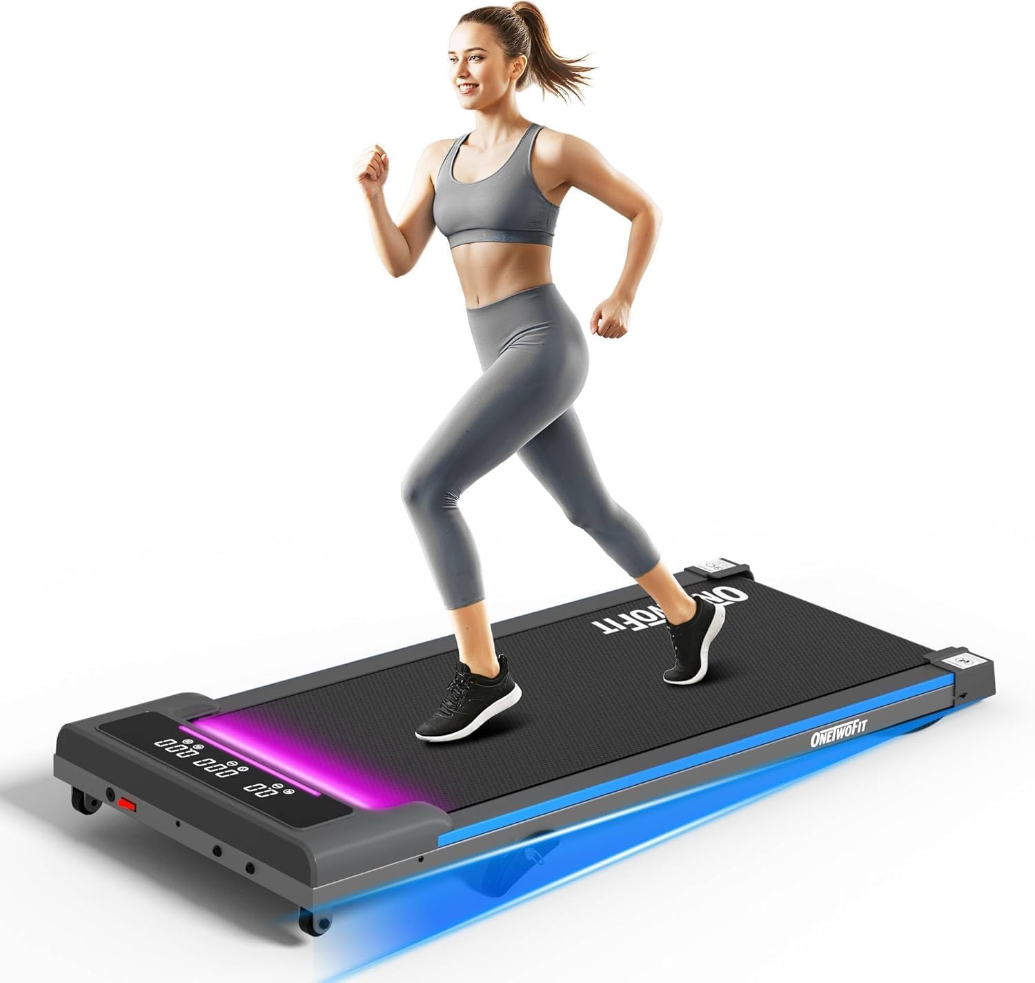 ONETWOFIT Laufband für Zuhause mit RGB Lichter