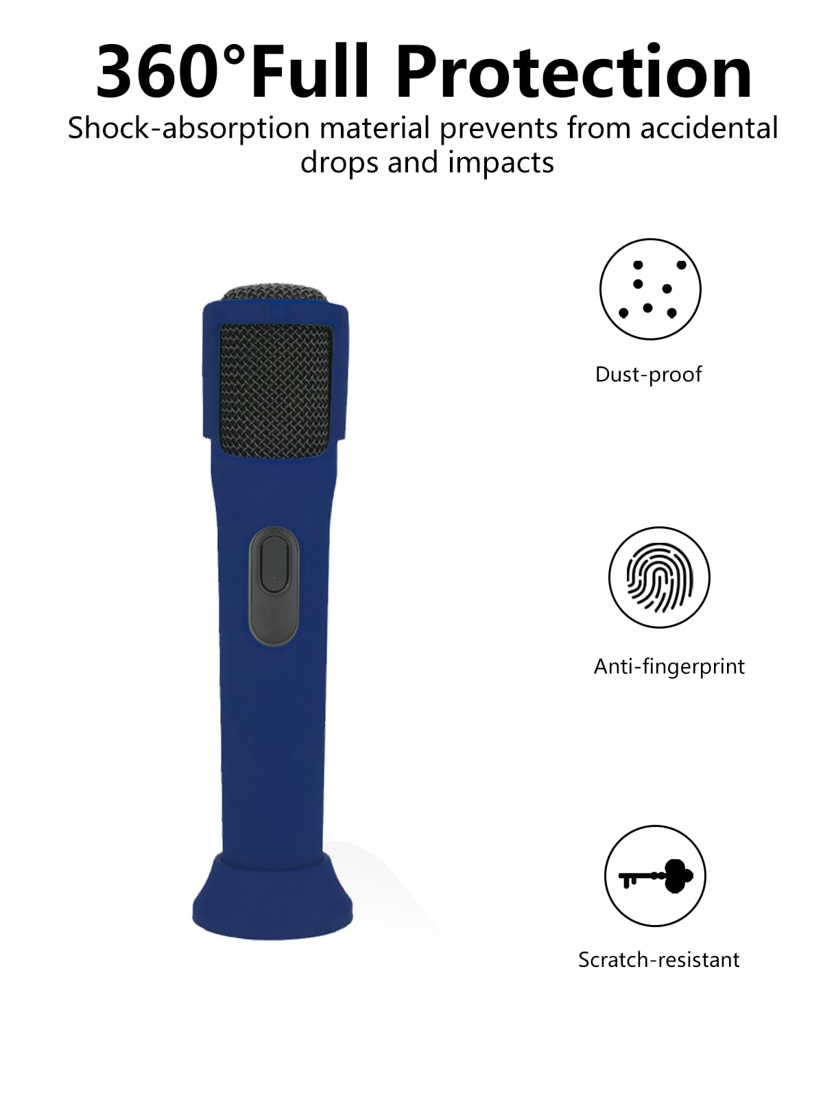 Silikon-Schutzhülle für JBL PartyBox kabelloses Mikrofon, stoßfest, staubdicht und wasserdicht, für sorgenfreie Verwendung überall, Schwarz und Blau, 2 Stück