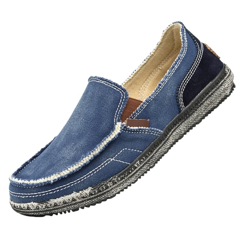 Men's Large-Sized Breathable Canvas Loafers - Anti-Slip Casual Walking Shoes, Rubber Soles, Street Style, Easy to Put On and Take Off, Suitable for Outdoor Casual Wear - Main Image