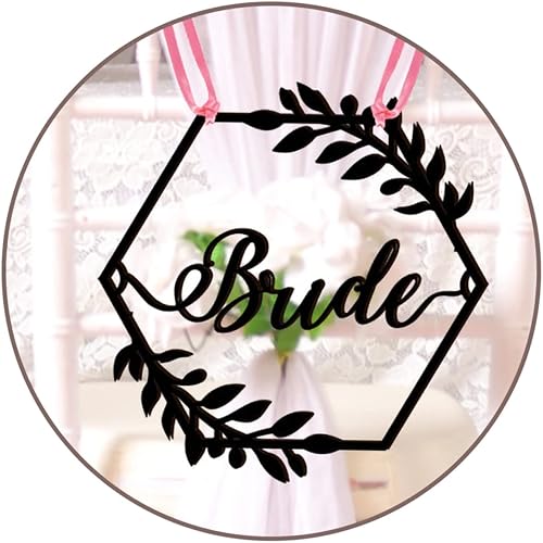 Miniatura 2 de 1 juego de letreros para silla de boda, fundas para sillas de boda, para novio, novia, colgador de puerta de señales de señor y señora para