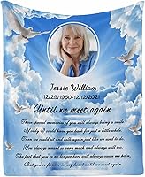 Vista 43 de Custom Memorial Blankets with Photo to Your Loved One's Memory, Memory Lane in Loving Memory Photo Blanket to Remind You of Your Beloved Ones 40x50