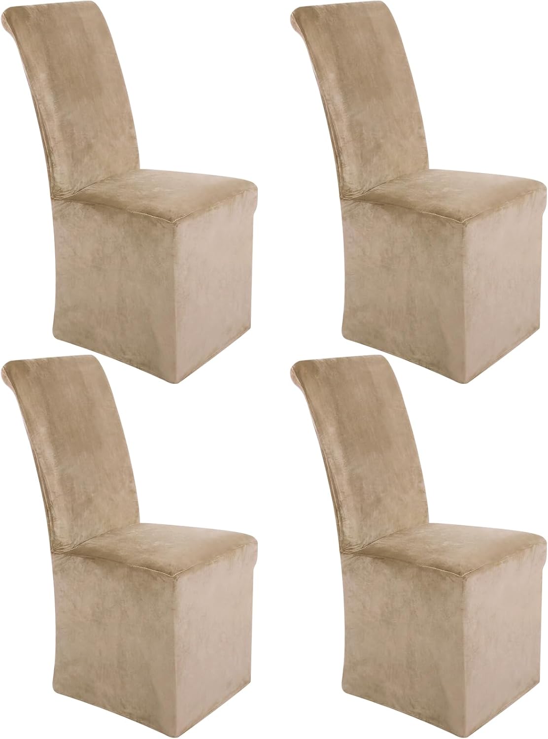 Moukeren Set of 4 Velvet Stretch Chair Covers Stretch Slipcovers Fur Chairs Cover Soft Removable Long Solid Slipcover for Wedding Dining Room(Pink)