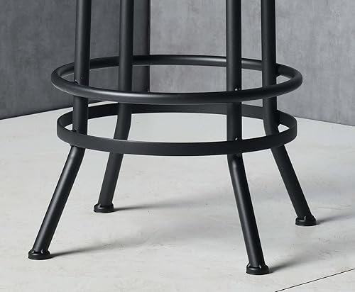 Miniatura 9 de Diwhy Taburete de bar industrial, de 26 a 32 pulgadas, ajustable, giratorio, de piel sintética, taburete de bar con reposapiés, para cocina,