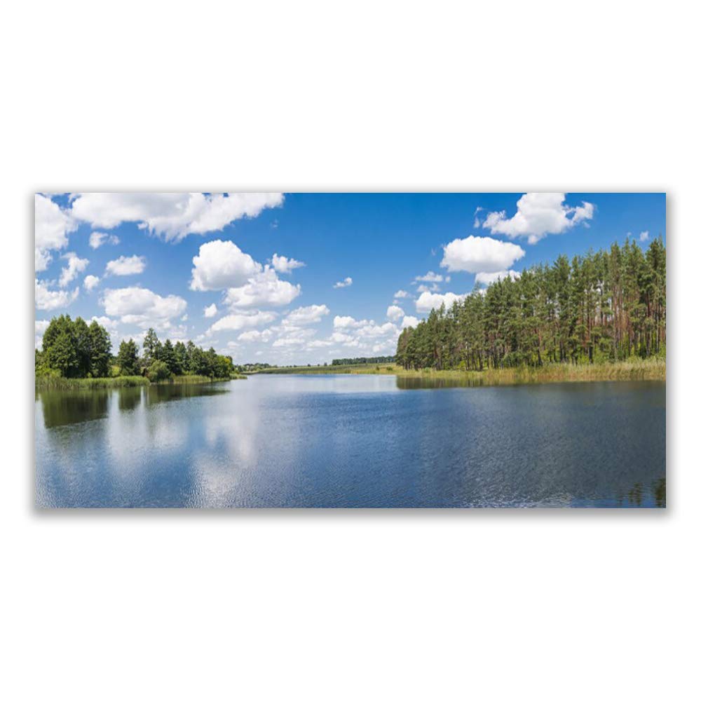 Impression sur Verre Acrylique 140x70cm Tableau Mural Forest Lake Plastique Imprimé
