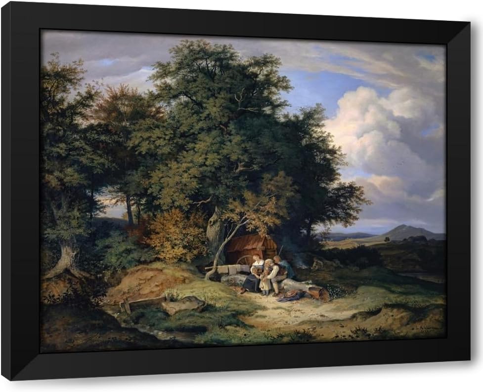 ArtDirect Herbstlicher Wald mit Schäferfamilie (1837) Custom Framed Art Print Giclee Print or Canvas Options with Various Sizes and Customization by Adrian Ludwig Richter