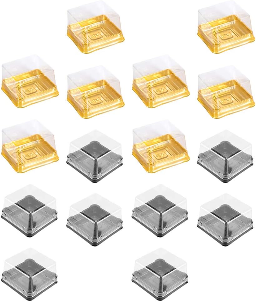 UPKOCH 100 Pcs Convenient Moon Cake Boxes Square Packaging Boxes (Golden Black)