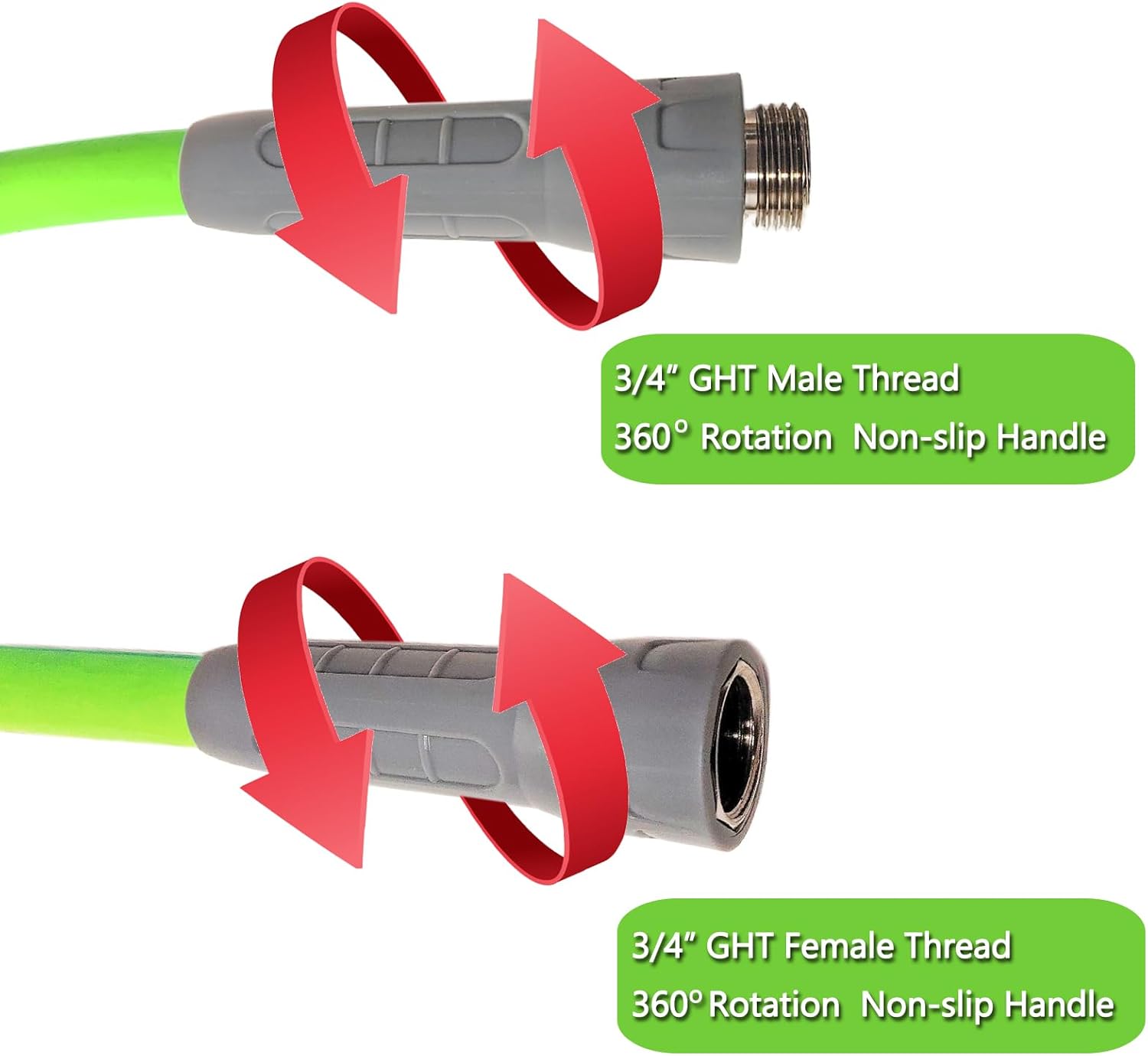 HQMPC Garden Hose 5/8"IDx75' Hose Durable PVC Non Kinking Hybrid Hose with Swivel Handle Heavy Water Hose with Brass Hose Fittings (75 FEET) Light Green