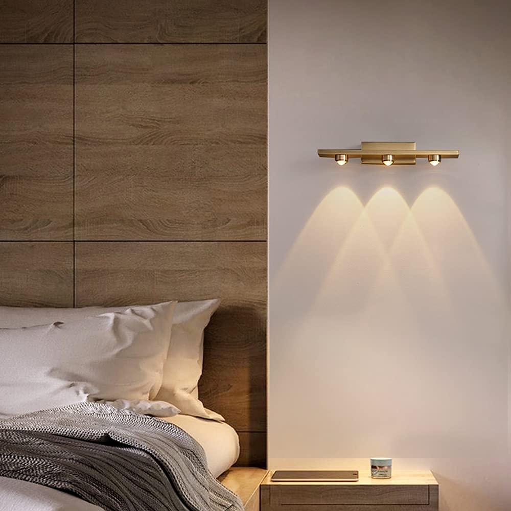 Apliques, Espejo de baño con luz LED latón, IP45, montaje en pared(6w 3 Flammig,30cm)