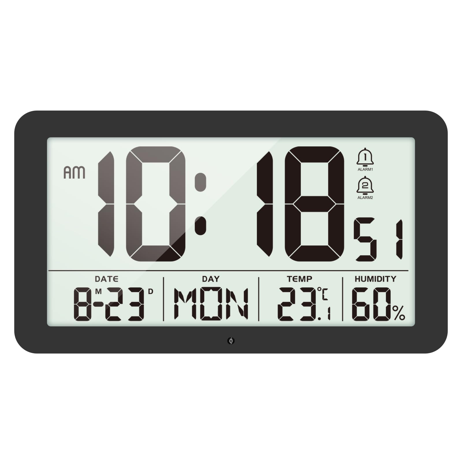Travel Alarm Clock with Dual Alarm, Auto Dimming Backlight, Temperature & Humidity Display, Snooze, Daylight Saving Time, Folding Battery Digital Clock(Black)