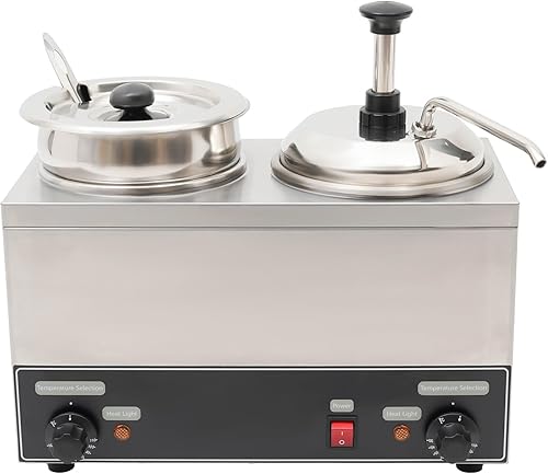 Miniatura 8 de Dispensador eléctrico de queso nacho de 2 litros con olla de sopa de 4 litros de acero inoxidable de 500 W, calentador de dulce de azúcar caliente
