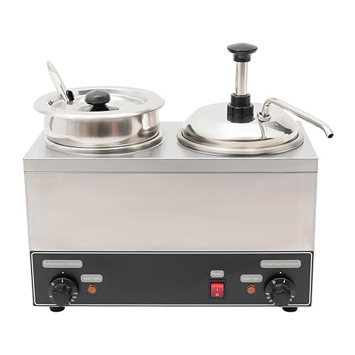 Miniatura 7 de Dispensador de queso nacho con bomba y calentador de sopa, 6.3 cuartos de galón de ollas dobles eléctrico de acero inoxidable calentador de salsa