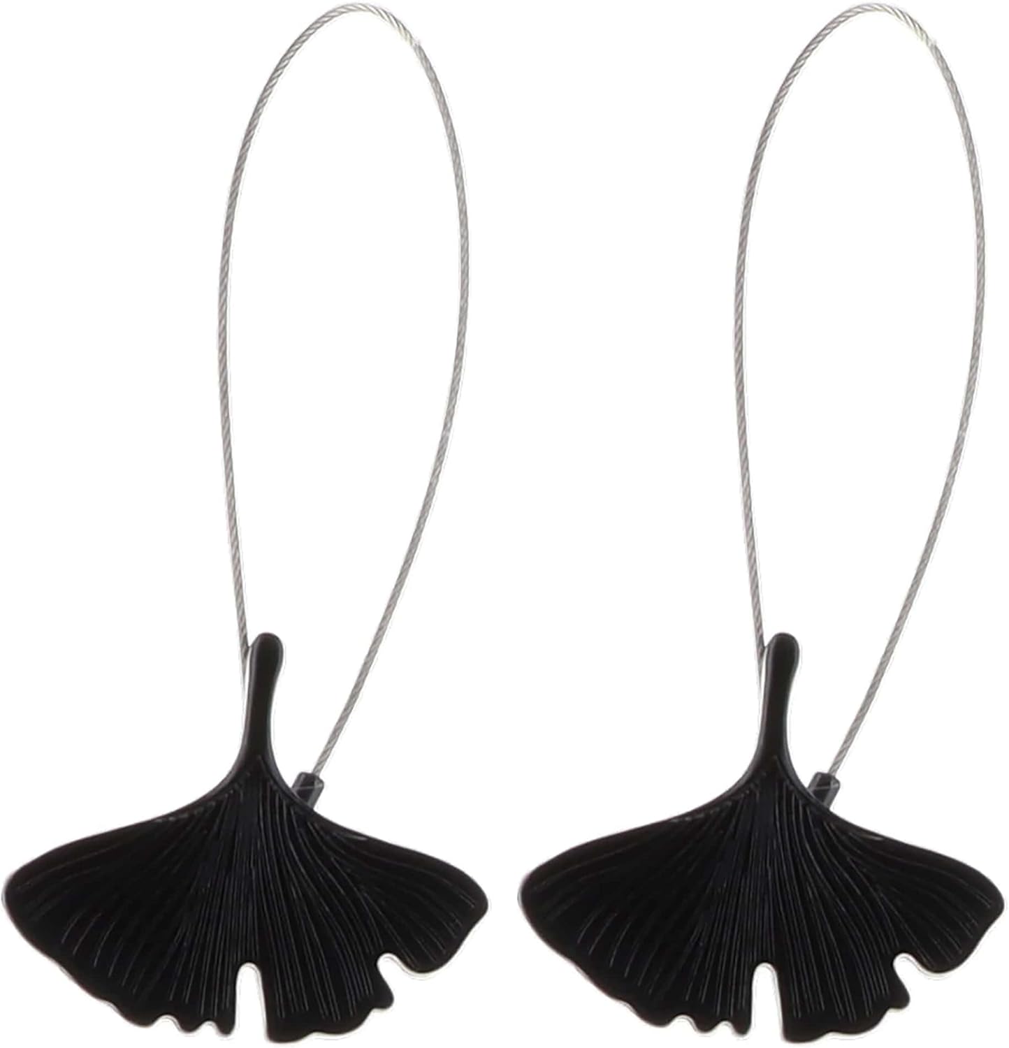 Set of 2 Magnetic Curtain Tiebacks with Black Metal Ginkgo Leaf Design: Modern Elegance for Curtains and Drapes