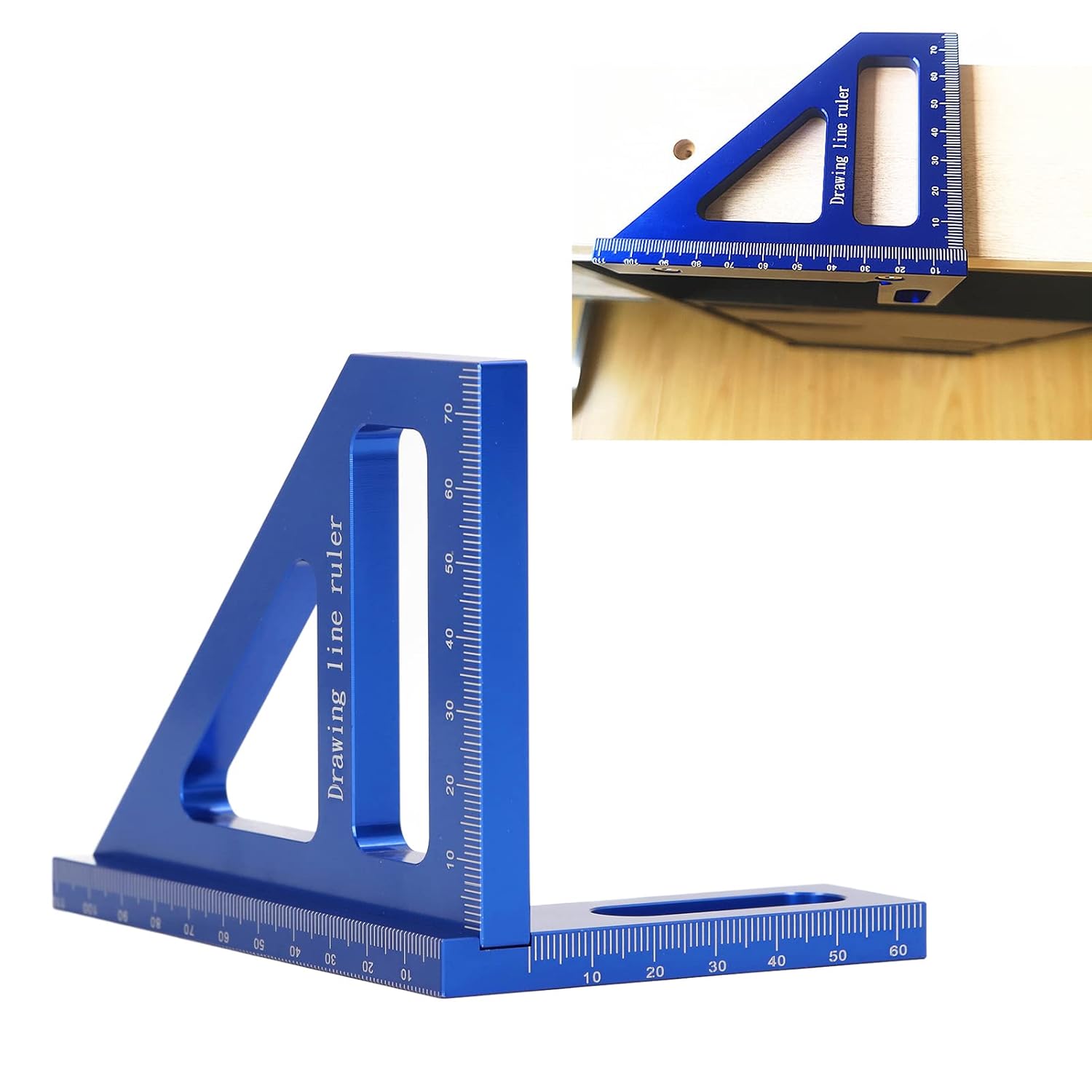 Protractor,Triangular,Square,Precision Measuring Steel Ruler,Set Miter, 1 mm in Aluminum, Beautifully Designed Multifunction for Round Material