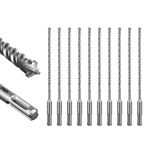 Miniatura 13 de SALI SDS Plus - Broca de martillo rotativo, 10 unidades, kit de brocas para hormigón de 7/16 x 12 pulgadas, material de carburo de doble rosca de