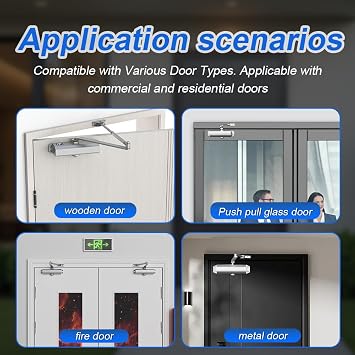 Automatic Hydraulic Door Closers Commercial, Screen Door Closer Hinge Self Closing, for Home Residential Storm Door Closer with Hold Open Easy Install Adjustable Door Opener