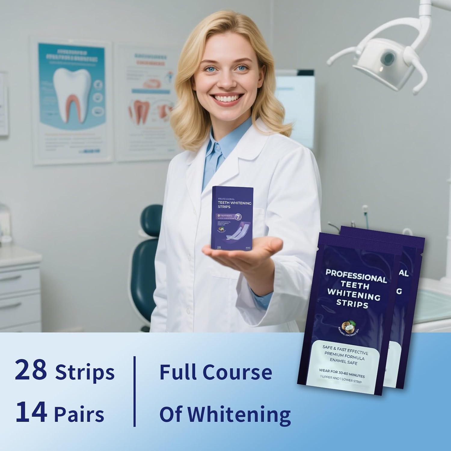 Teeth Whitening Strips 14 Sensitive Gentle - Sensitive Teeth whitening Strips, Peroxide Free, Enamel Safe, Gentle Removal Instant Teeth Whitening Without The Harm (28 Stripes) - Image 6