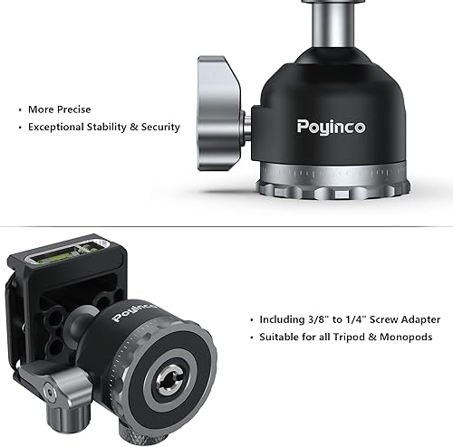 Miniatura 3 de Trípode mini cabeza de bola panorámica giratoria de 360 grados con placa de zapata rápida de tornillo de 14 pulgadas, para trípode monopié