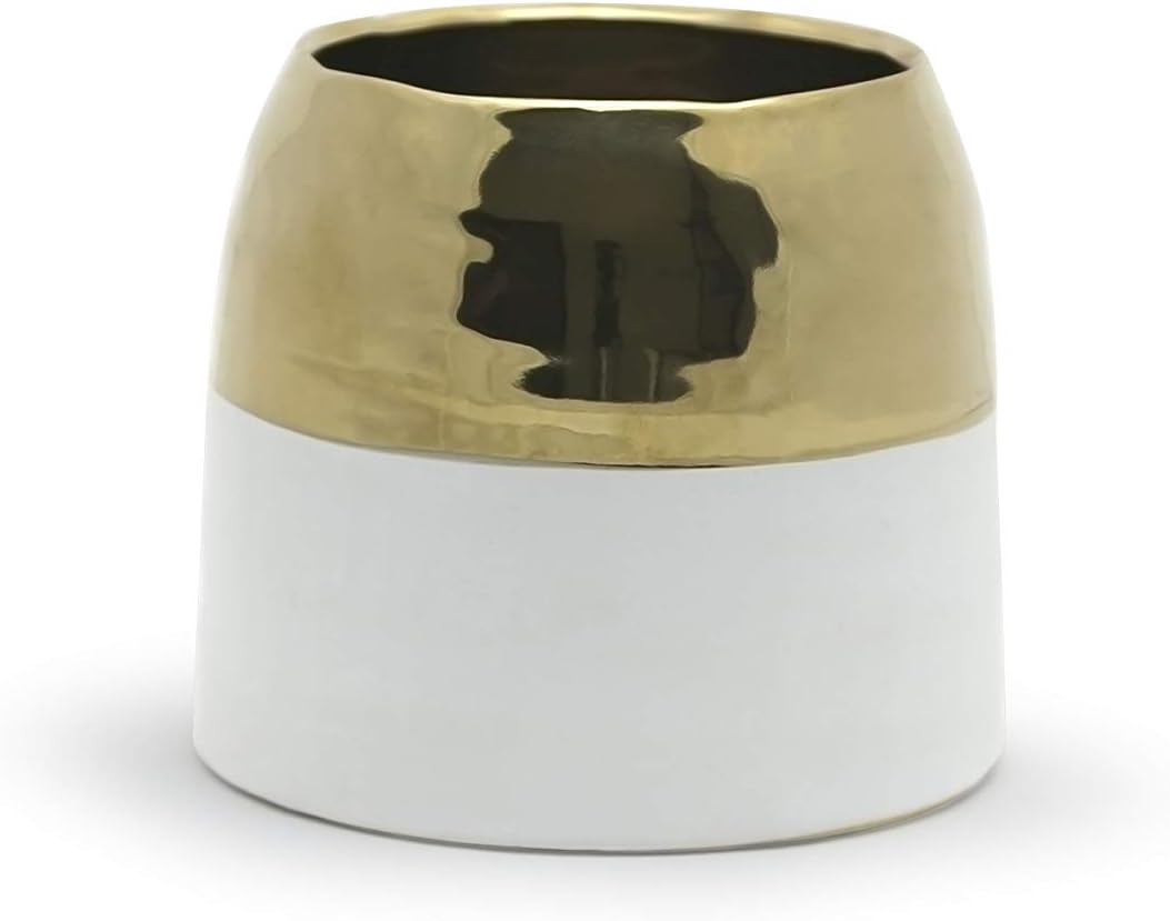 WGV Ceramic Vase, Width 6", Height 5.1", Gilded Dome Pot, Gold Mantel Planter Centerpiece for Wedding Event Office Home Decor, 1 Piece