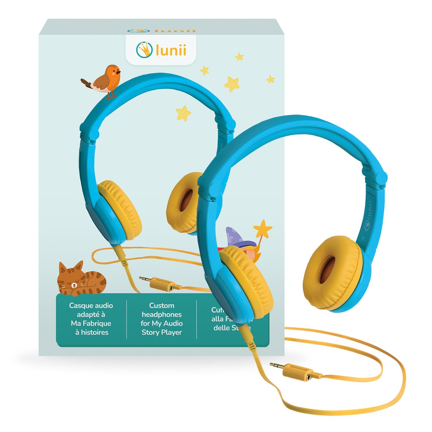 Lunii- Auriculares de Audio Azul – Compatible con mi fábrica a Historias – para niños de 3 a 8 años, Color (850011045640)