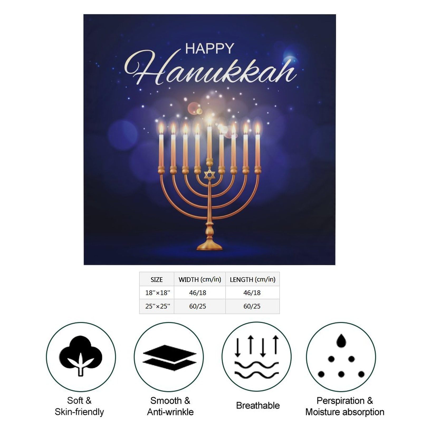 Csemeie Happy Hanukkah Jewish Chanukah Holiday Bandana Hair Scarf Headband Adjustable Neckerchief for Men Women Decor
