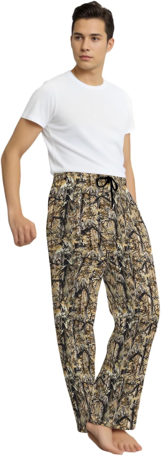 Camo Forest Fishing Men's Pajama Pants with Pockets Elastic Waistband Breathable Lightweight Sleep Pants for Men Soft Lounge Pants M - Image 7