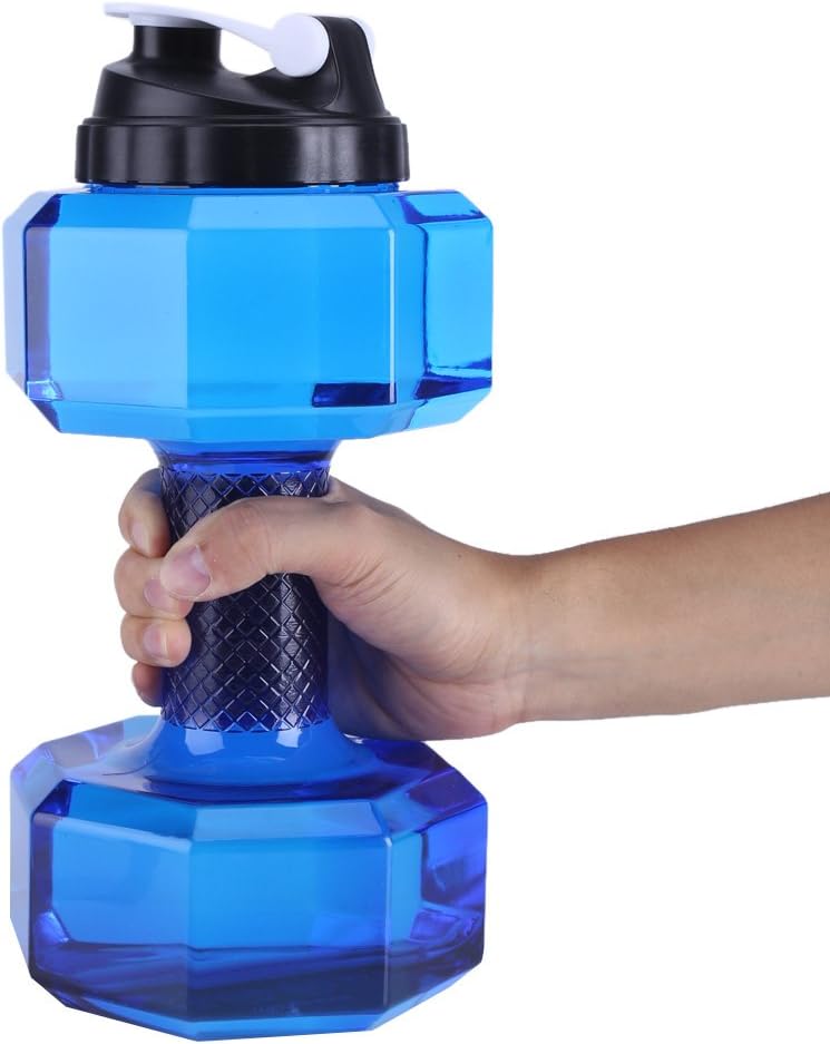 Greensen Water Bottle 75 Oz (2.2 L) Dumbbell Shaped Water Bottle Capacity Flip Top Leak Proof lid Large Capacity Dumbbell Shaped Exercise Sports Water Bottle Fitness Gym Training