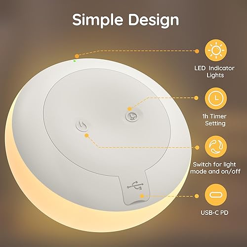 Miniatura 8 de JolyWell Luz nocturna para bebé, luz nocturna RGB regulable para niños, USB-C recargable, lámpara táctil para guardería y dormitorio