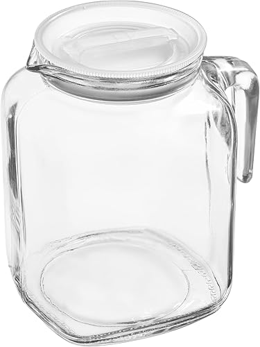 Miniatura 7 de Hermetic Seal - Jarra de vidrio con tapa hermética y boquilla, jarra de agua de 68 onzas para jugo casero, té helado, leche, café frío, limonada,