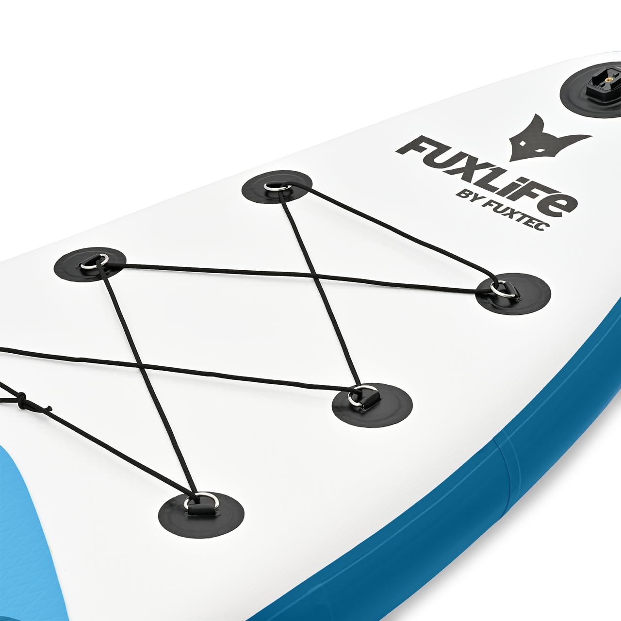 Fuxtec Aufblasbares SUP Board ECO Set – Stand Up Paddle Board 320 x 81 x 15 cm mit 3 Finnen – Touring-Board belastbar bis 150kg – inkl. Packsack