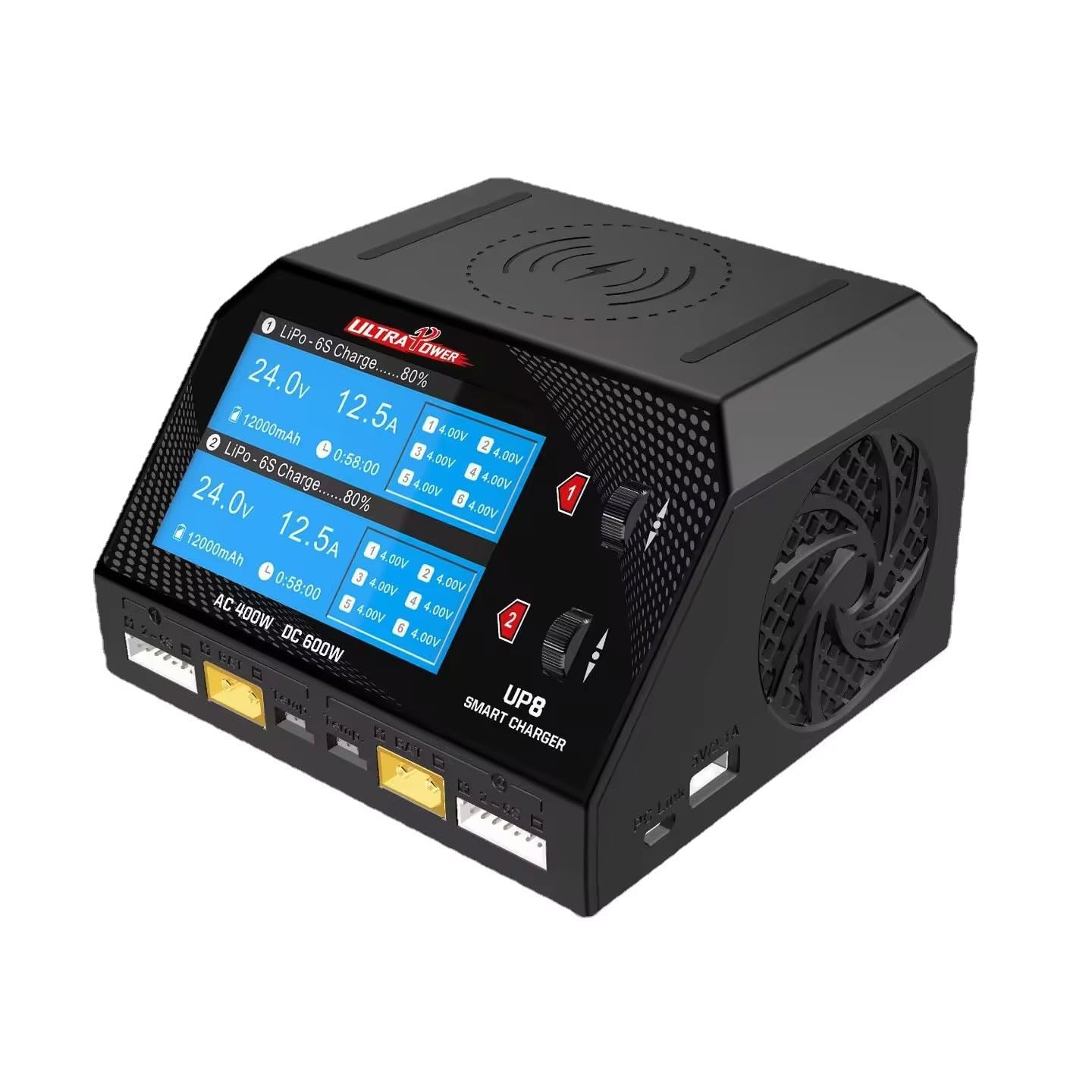 UP8 AC400W 2 * 16A 1-6S LiPo LiHV Battery Charger for RC Car Dirt Motorbike Plane