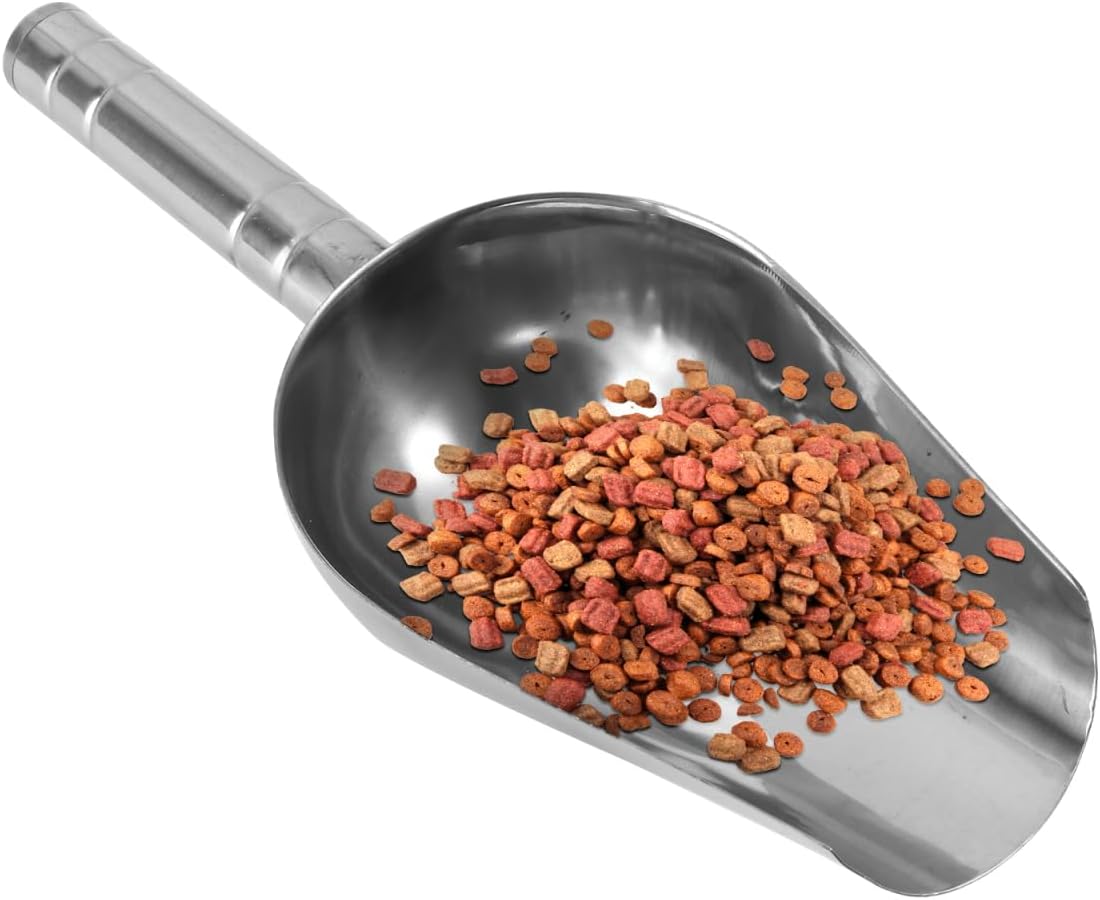 Hemobllo Stainless Steel Dog Food Scoop 1.5 Cup Metal Pet Food Shovel Measuring Scooper for Home Kitchen Easy Clean Durable Design