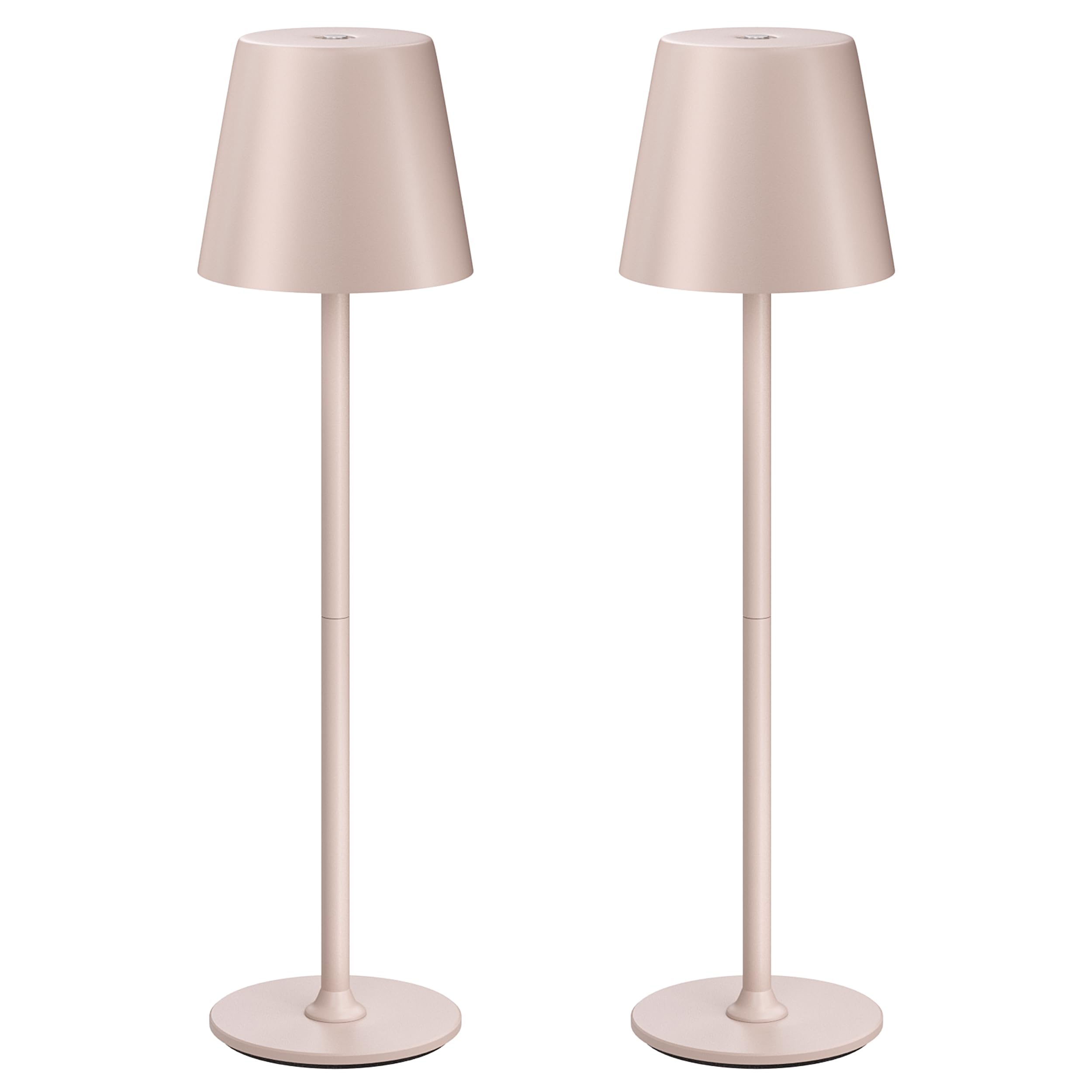 2 Pezzi Lampada da Tavolo Senza Fili in Metallo, Lampada Comodino | Lampada da Scrivania Ricaricabile, Abat Jour LED per Interno Esterno, Luce Calda a 3 Livelli, Corpo Metallico,IP54,Rosa Beige