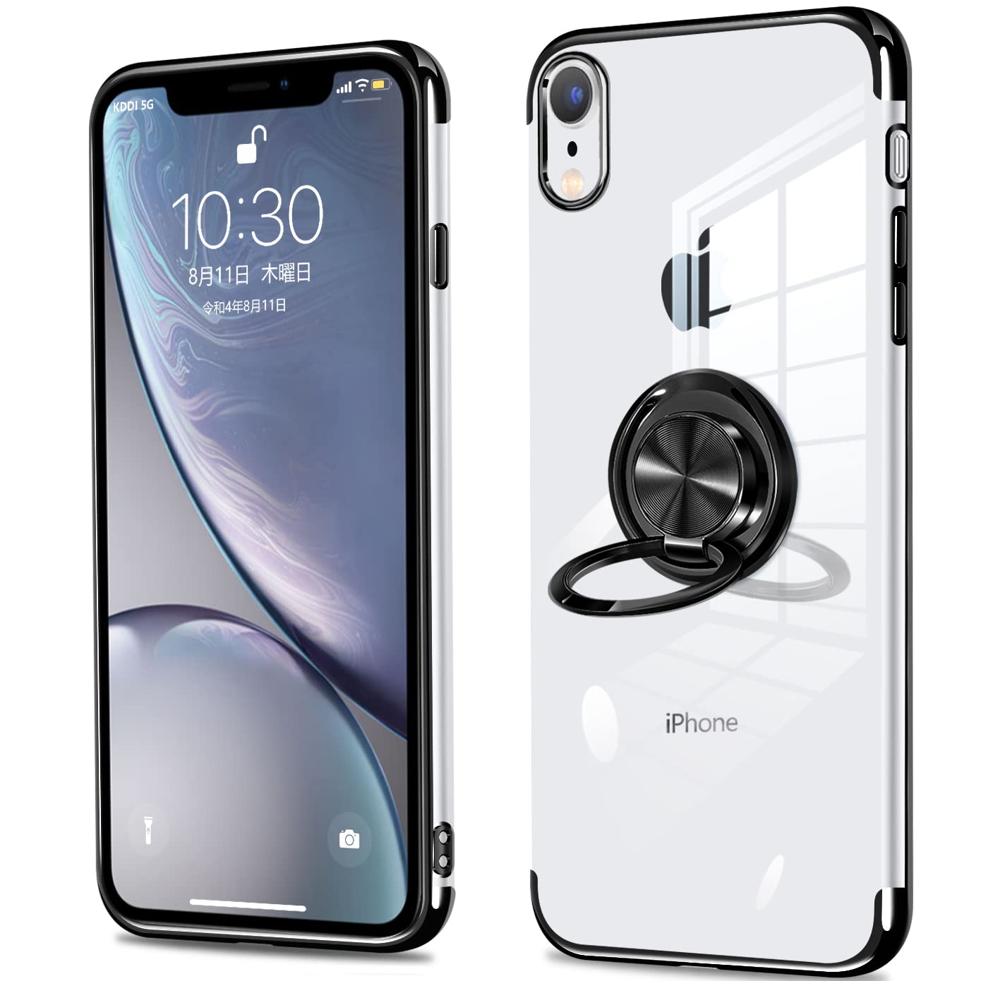 Amazon.co.jp: iPhone XR ケース リング付き クリア 黑 アイフォンxr 