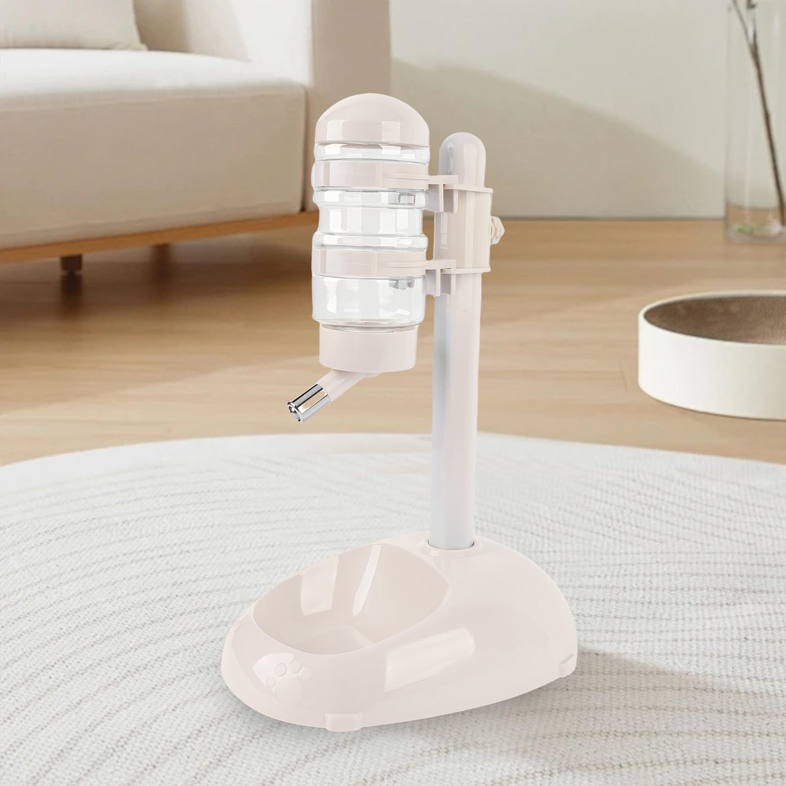 Asixxsix Alimentador de Dispensador de Agua de Pie para Mascotas, Ajustable, Tazón de Gato Perrito de 500 Ml de Capacidad Desmontable para Alimentador Automático de Agua con Soporte