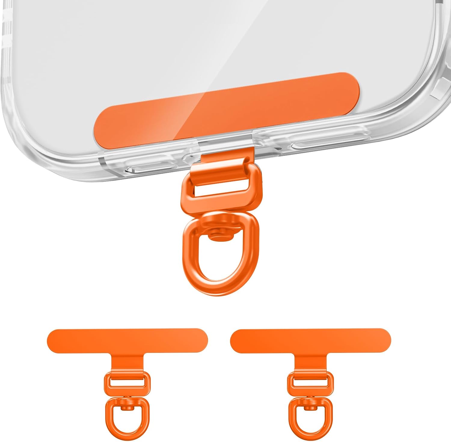 saxsion Phone Tether Tab & Lanyard Tab, 360° Swivel Clip - Ultra Thin Stainless Steel Universal Patch for All Phone Cases