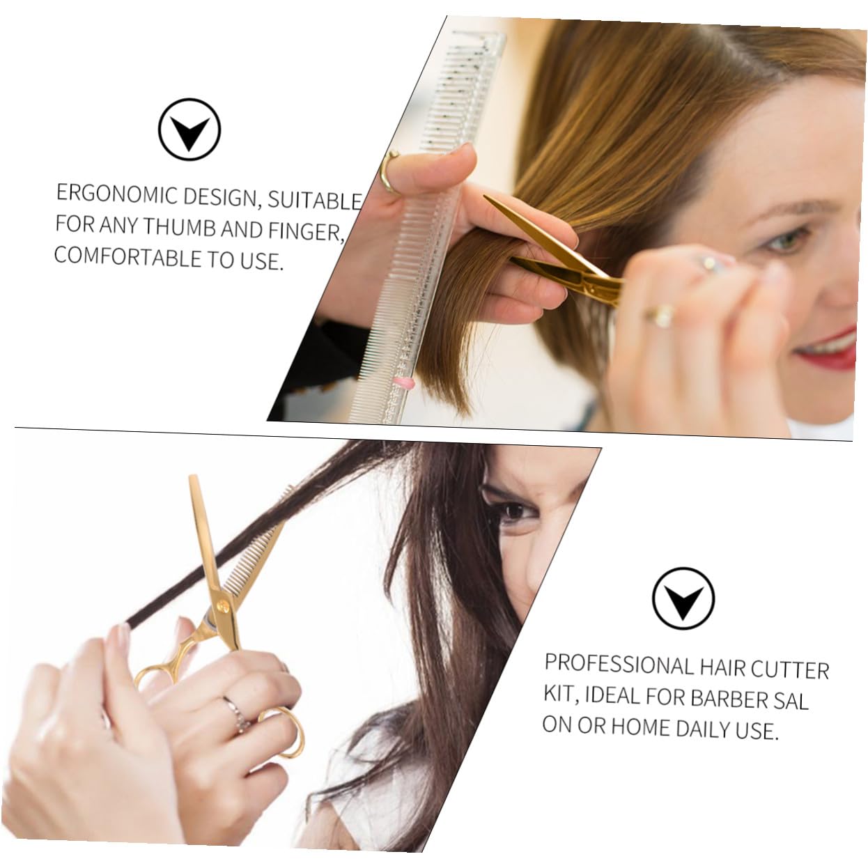 2 piezas Tijeras de Peluquería de Acero Inoxidable Doradas Tijeras para Cortar Cabello Profesionales con Diseño Ergonómico para Barbería y Doméstico