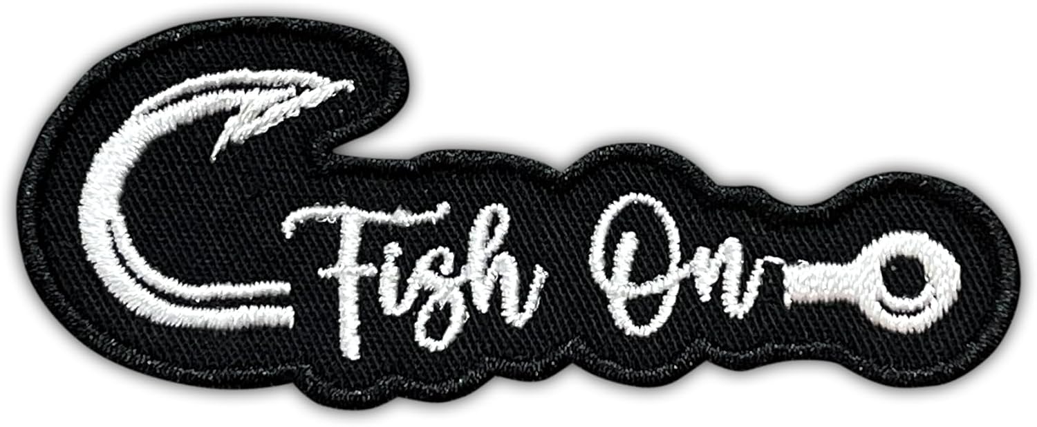 Fishing Hook Embroidered Patch Hook Fishing Outdoor Embroidery Patches Trout Wildlifes Nature Fish Lover Funny Morale Patch Iron On Sew On Patches for Clothes Backpacks Hats Jeans Helmet 3x1.2 in
