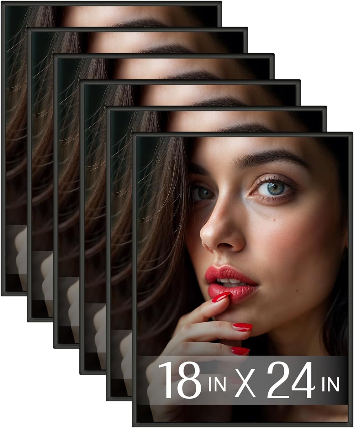 Plexon 24x36 Poster Frame Black, 6 Large Picture Frames, 24 x 36 Frame Horizontal or Vertical Mount, Front Polished Plexiglass, for Photo Movie Puzzle Concert Posters, Wall Gallery Set of 6 Frames