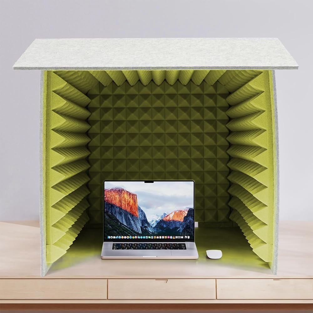 Cabina portátil de aislamiento de sonido de escritorio, escudo de grabación de reducción de ruido acústico de 31.5 pulgadas, cápsula insonorizada para oficina en casa