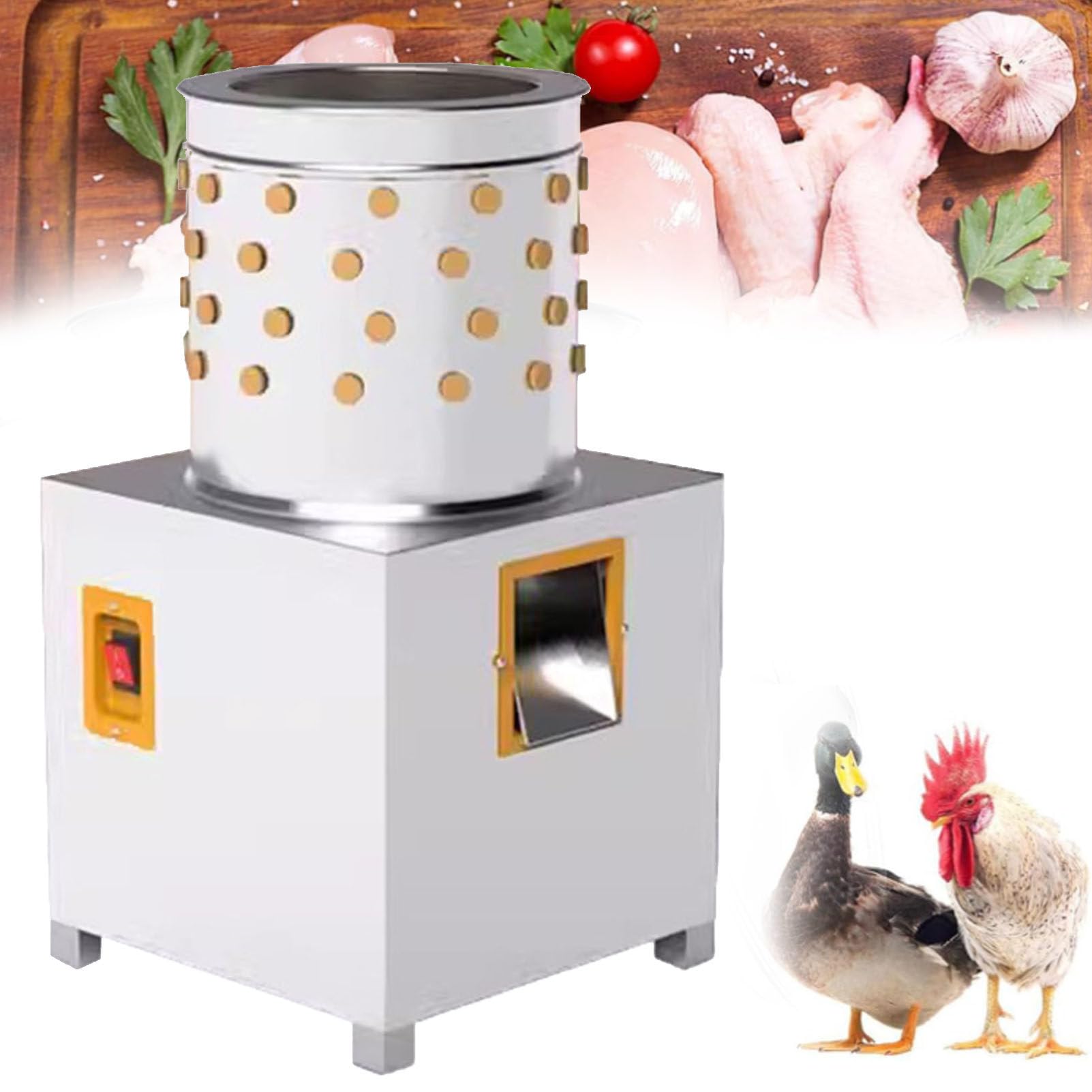 Macchina per la rimozione automatica delle piume per pollame, resistente, struttura in acciaio inossidabile per una efficiente spennatura delle piume di uccelli, anatre e tacchini