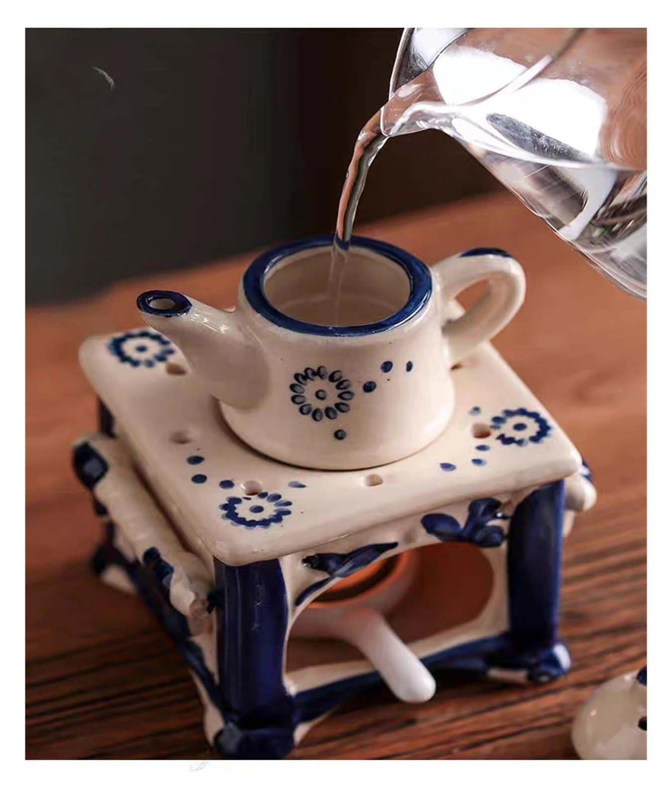 Vintage Schilfrohr-Diffusor, ätherisches Ölbrenner, Teewärmer-Set