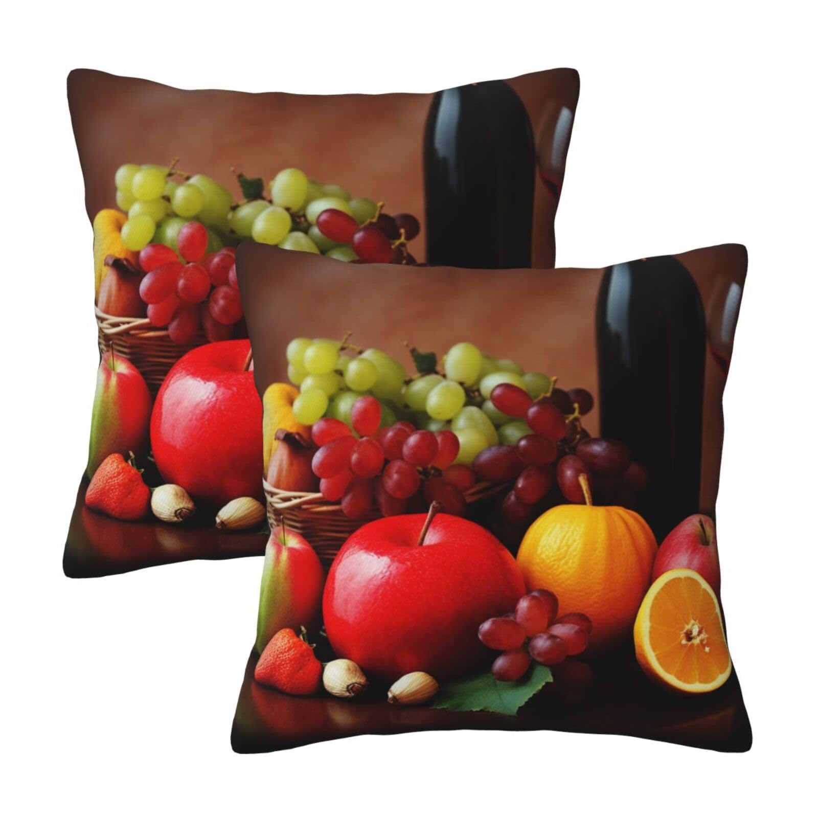 Fresh Fruit Throw Pillow Cases 2 Pack Square Pillowcases Soft Pillow Protectors for Couch Livingroom Sofa Bed Office Car,50x50 CM