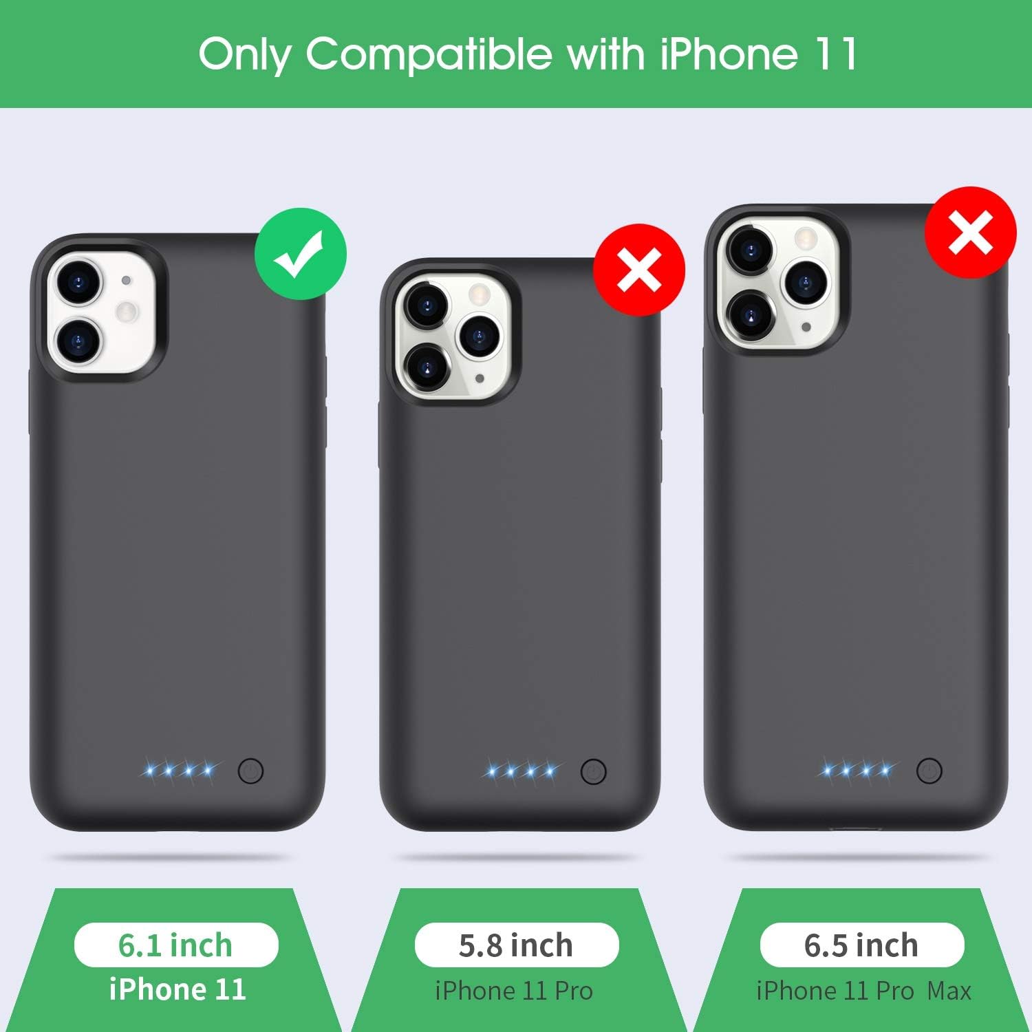 Yacikos Battery Case for iPhone 11,6800mAh Protable Protective Charger Case Rechargeable Slim Extended Battery Pack for Apple iPhone 11 6.1 inch - Black