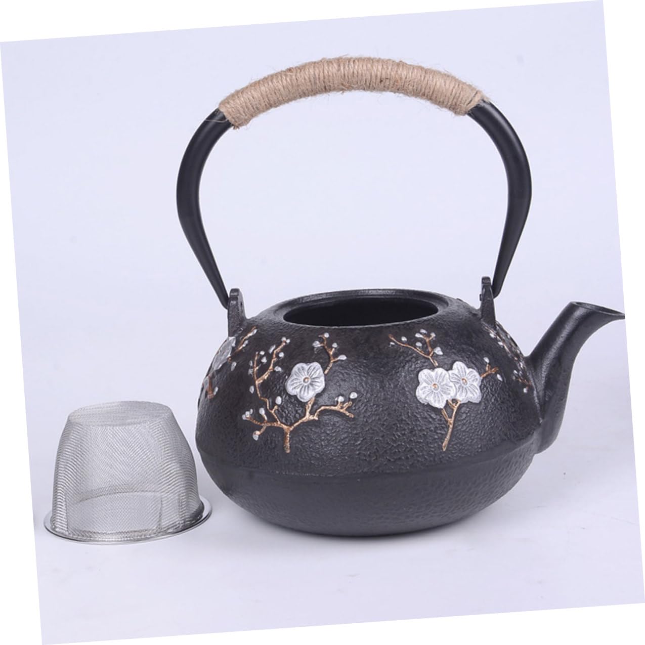 Cabilock Tetera de Hierro Fundido Japonesa Infusor, Buena Aislamiento Térmico y Diseño para Uso Hogar, Material Hierro Resistente y Práctica para Té