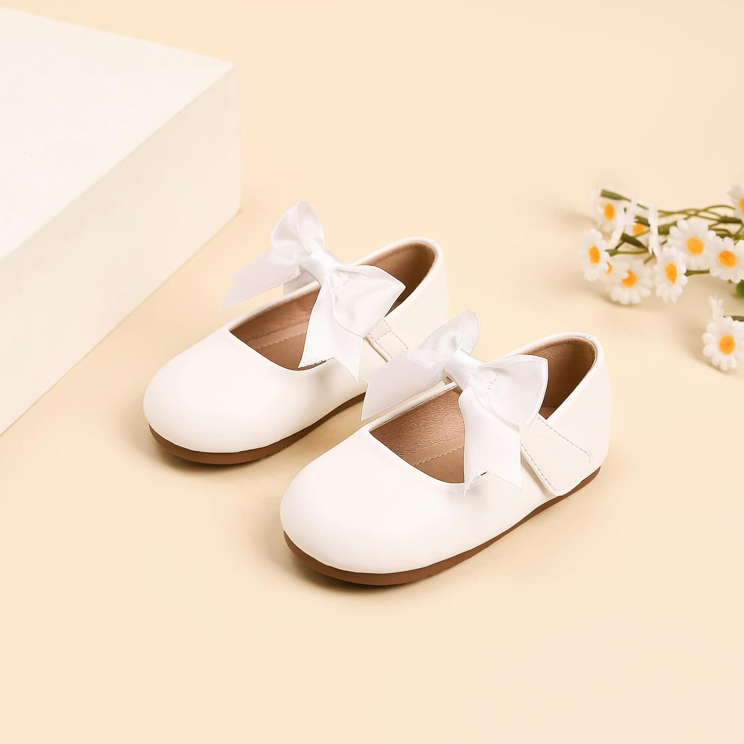 Kids Mary Jane Ballet Flats - Round Toe Bow Shoes with Hook and Loop Closure, Cute Comfortable Slip-On Flats for Toddlers Girls Little Girls - Image 6