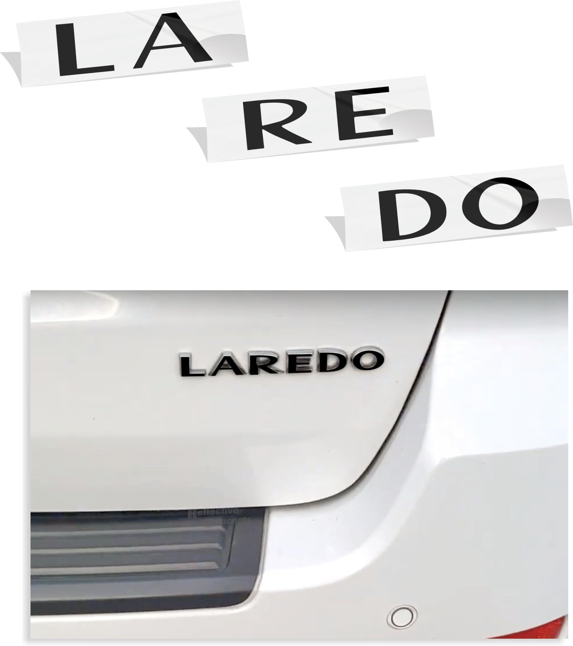 Reflective Concepts - Laredo Emblem Overlay Decal Sticker - Fits: 2005-2021 Jeep Grand Cherokee Laredo - (Color: Gloss Black)