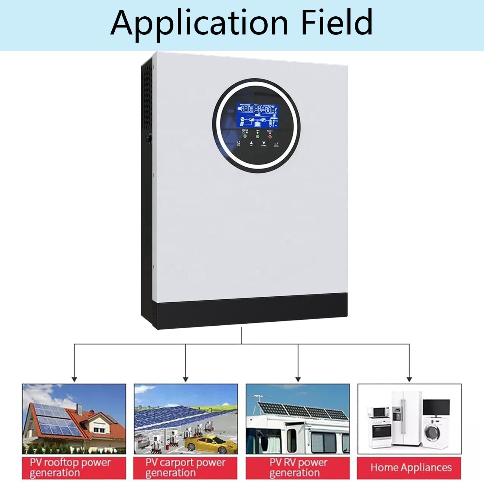 GESAIDES 3KW 24V Solar Inverter 220V Single-Phase/Phase-Split Off-Grid Hybrid Inverter, with 80A MPPT Controller, Pure Sine Wave Solar Inverter, Supports Batteryless