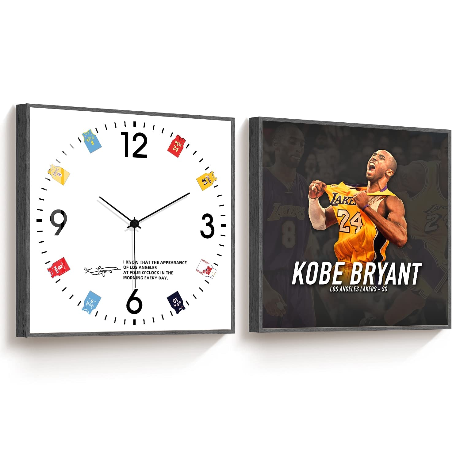 FULL HOUSE Basketball Wall Clock Silent Non Ticking Battery Operated, 12'' x 12'' Basketball Square Wall Clock for Sports Basketball Fans