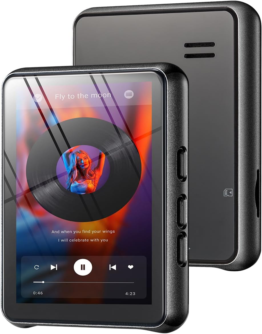 64GB MP3 Player Bluetooth 5.3 Touch Screen Music Player Portable mp4 Player with Speakers high Fidelity Lossless Sound Quality 2.4 inch mp3 FM Radio Recording e-Book