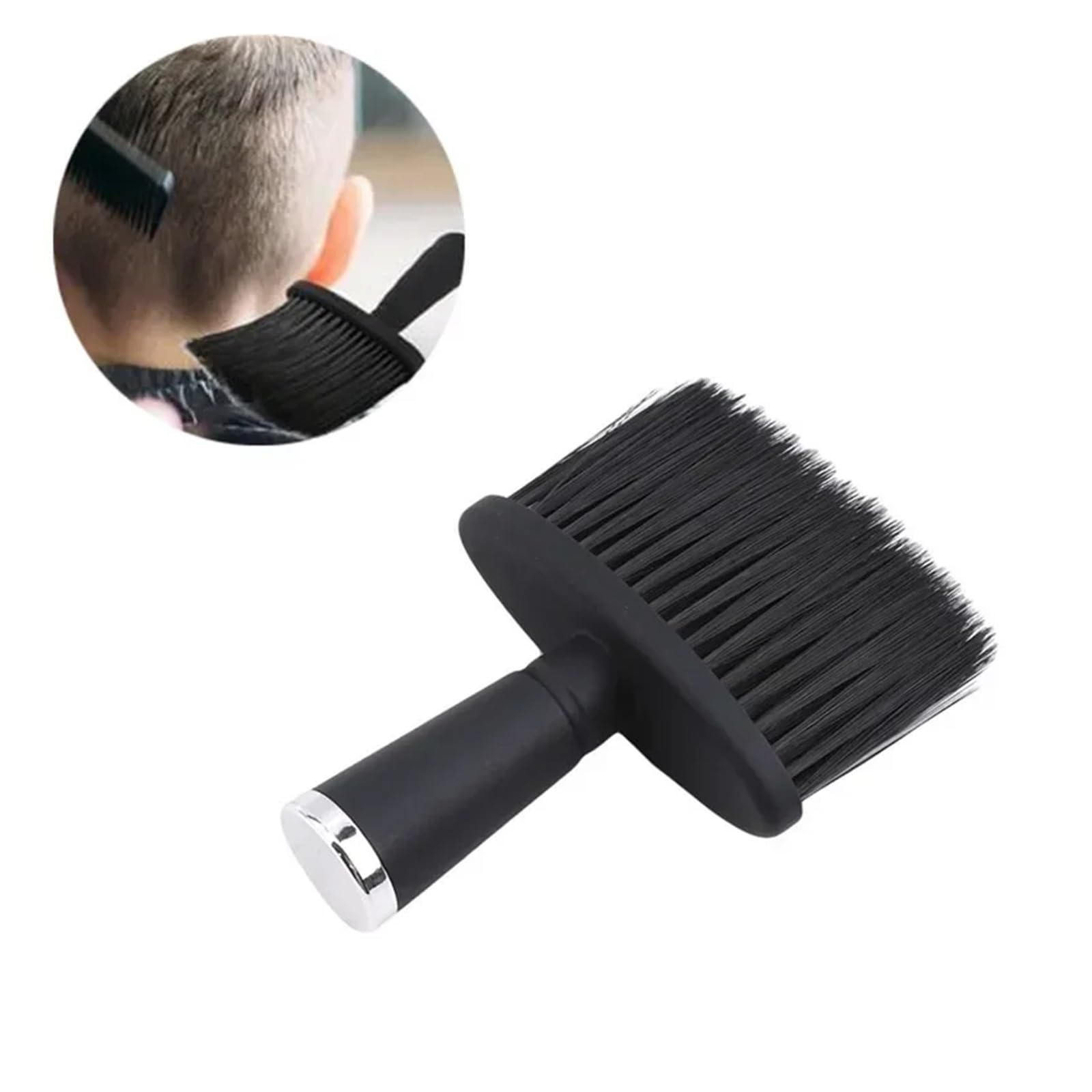 Brosses À Plumeau Doux For Le Cou Et Le Visage, For Barbier, For Nettoyer Les Cheveux, For La Barbe, For Salon De Coiffure, Outils De Coiffure | Black plastic handle